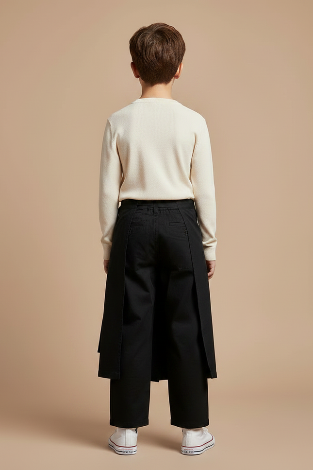 Pantalon Japonais Noir Ample Enfant Kimono Coton - vue 2
