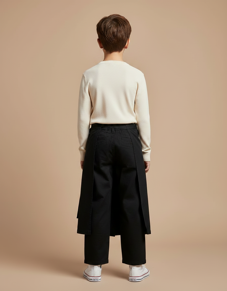 Pantalon Japonais Noir Ample Enfant Kimono Coton - vue 2