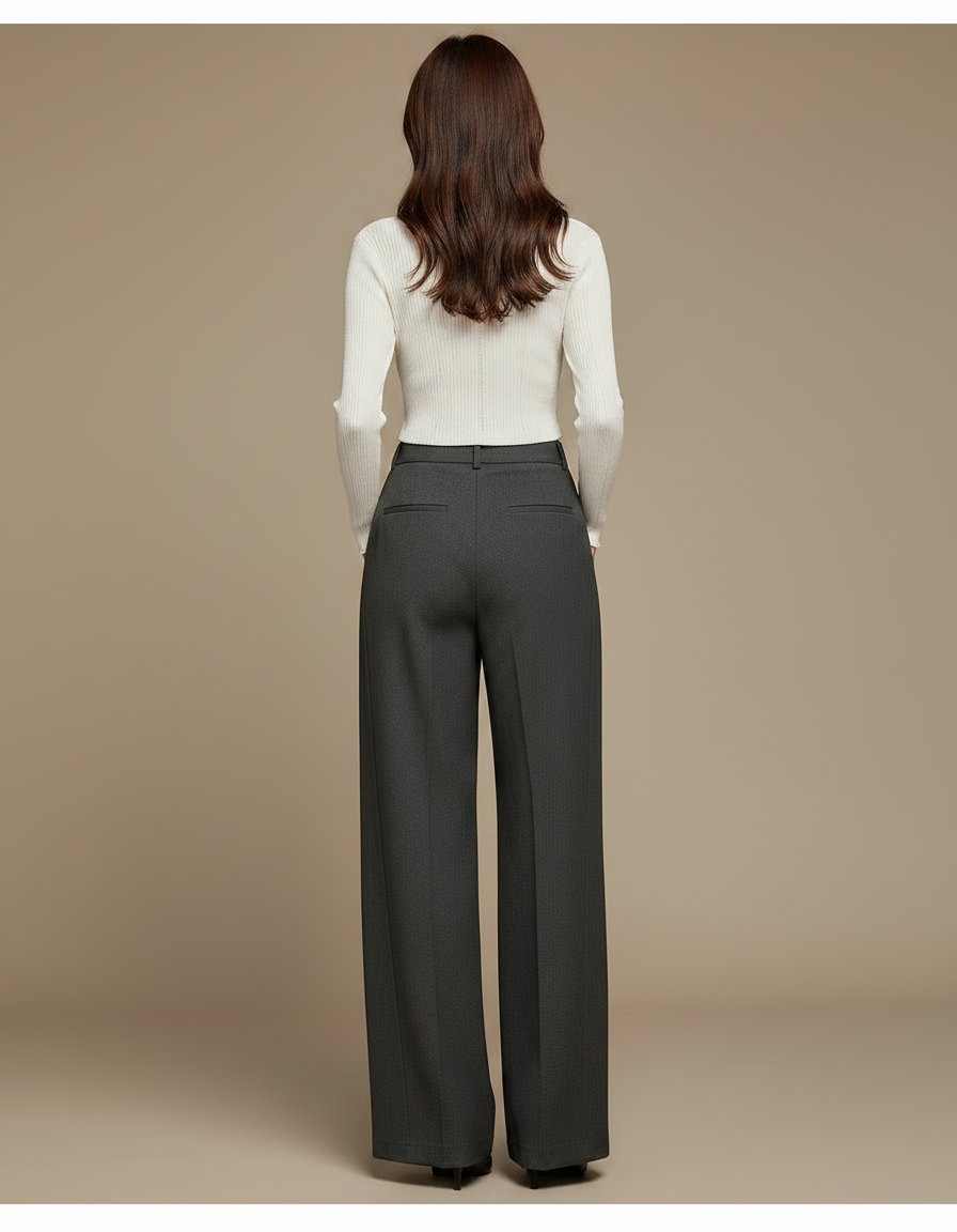 Pantalon Japonais Gris Anthracite Ample Fluide Élégant - Gabardine - vue 2