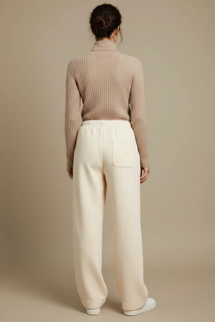 Pantalon Japonais Crème Ample Molleton Doux Confortable - Beige - vue 2