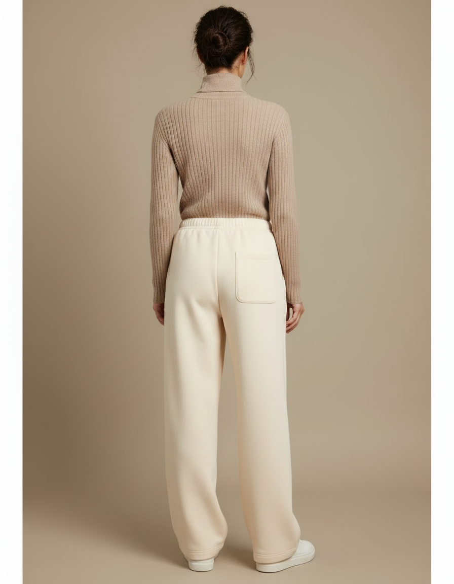 Pantalon Japonais Crème Ample Molleton Doux Confortable - Beige - vue 2