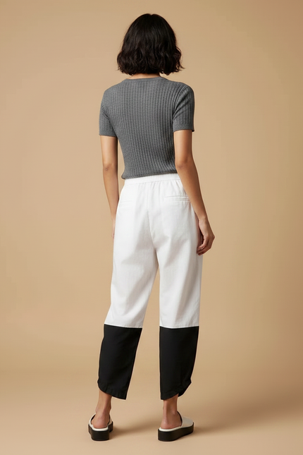 Pantalon Japonais Bicolore Ample Fluide Décontracté Femme - Multicolore Viscose - vue 2
