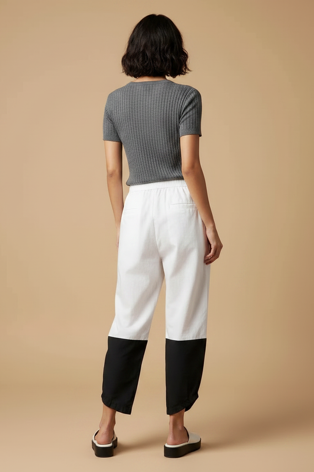Pantalon Japonais Bicolore Ample Fluide Décontracté Femme - Multicolore Viscose - vue 2