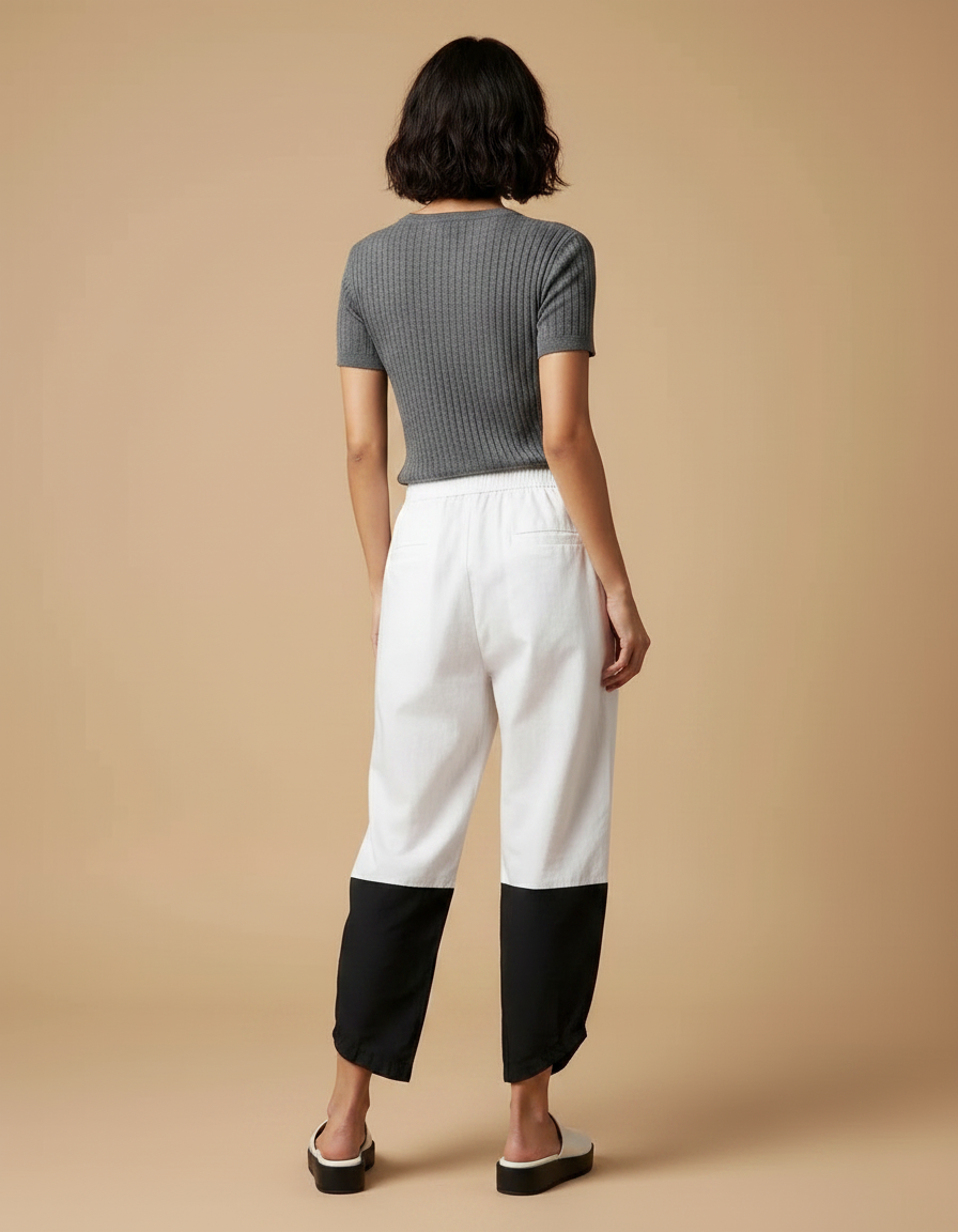 Pantalon Japonais Bicolore Ample Fluide Décontracté Femme - Multicolore Viscose - vue 2
