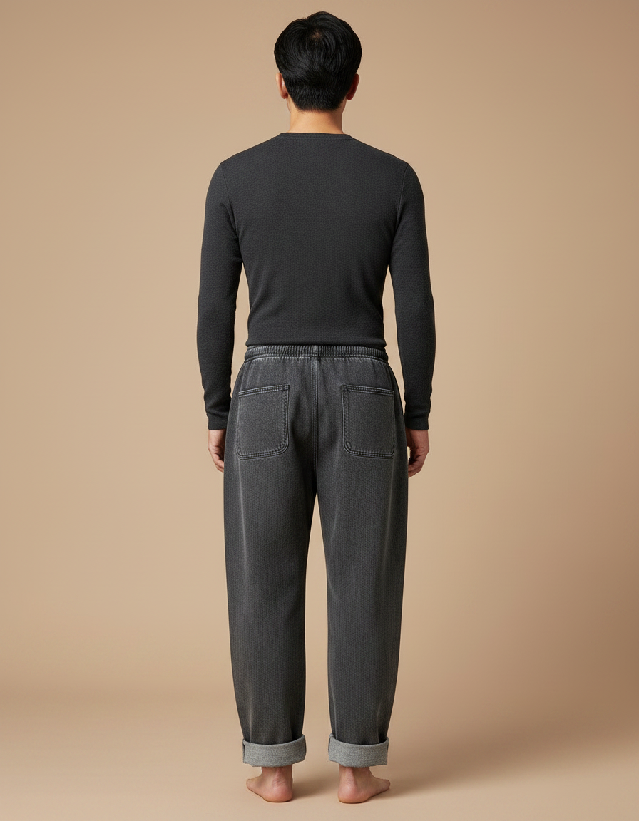 Pantalon Japonais Gris Ample Denim Décontracté Homme - Jean - vue 2