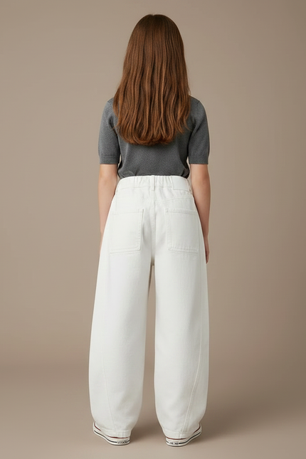 Pantalon Japonais Blanc Ample Décontracté Enfant - Jean - vue 2