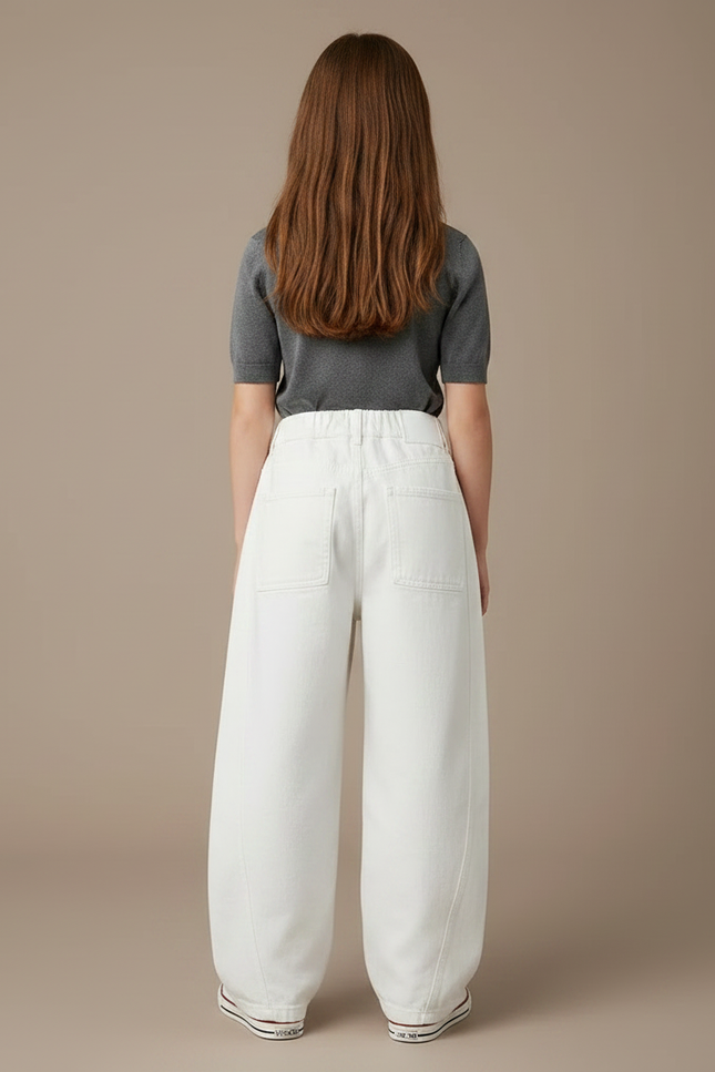 Pantalon Japonais Blanc Ample Décontracté Enfant - Jean - vue 2