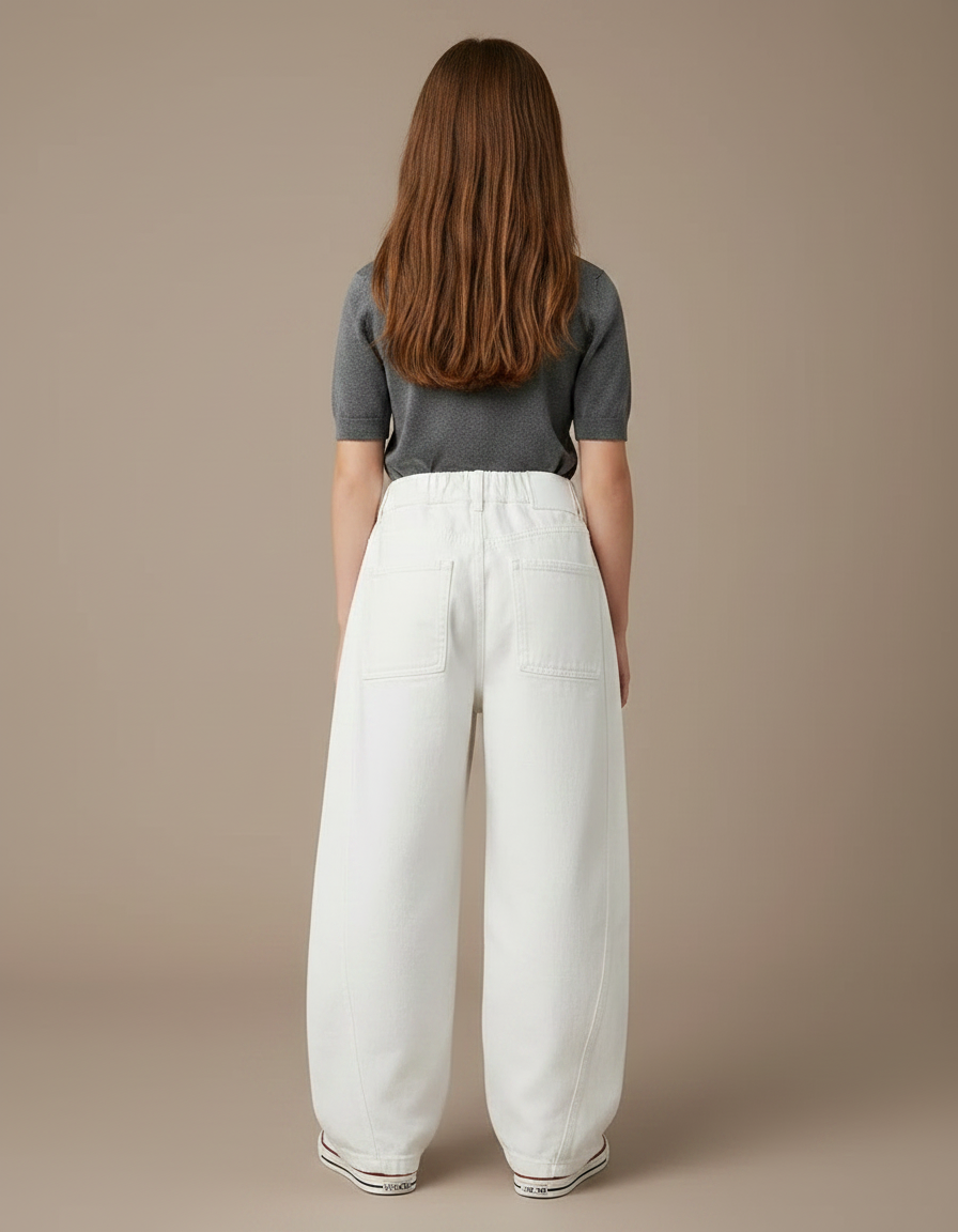 Pantalon Japonais Blanc Ample Décontracté Enfant - Jean - vue 2