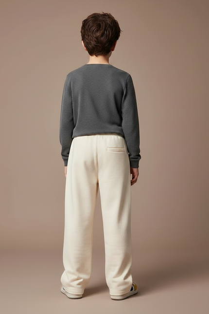 Pantalon Japonais Crème Ample Molleton Imprimé Garçon - Beige - vue 2