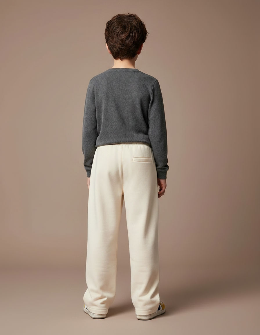 Pantalon Japonais Crème Ample Molleton Imprimé Garçon - Beige - vue 2