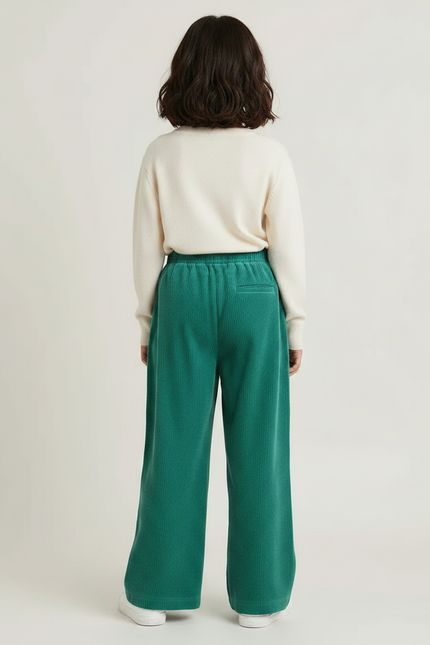 Pantalon Japonais Vert Côtelé Ample Décontracté Enfant - Cordé - vue 2