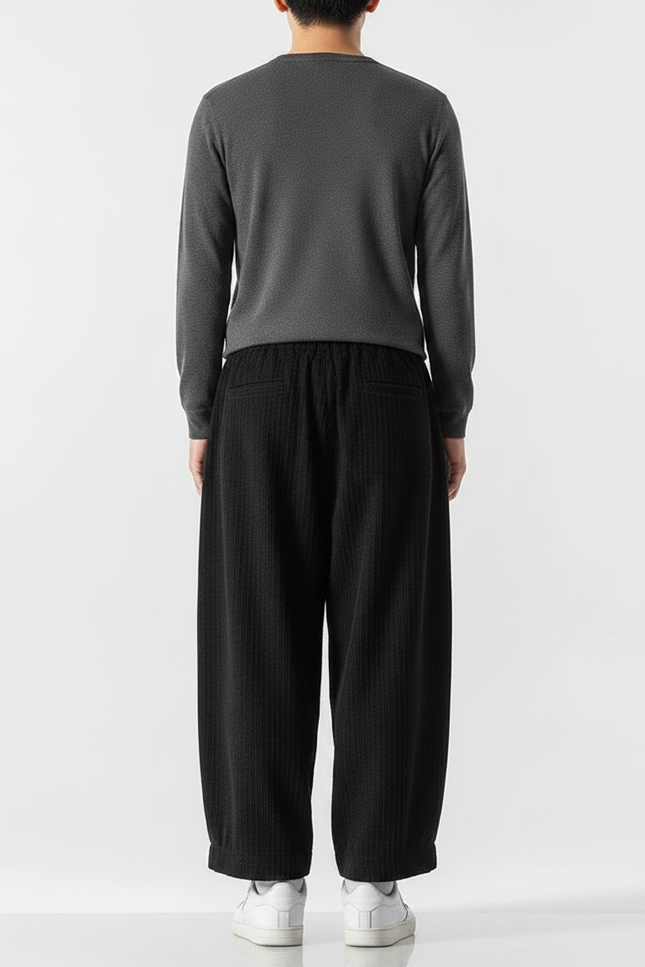 Pantalon Velours Japonais Homme - Noir Cordé - vue 2