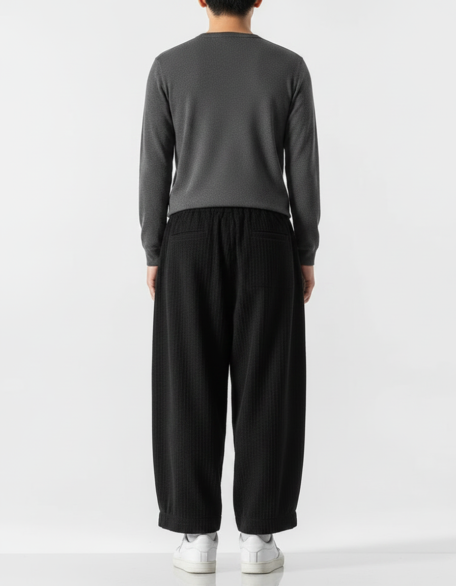 Pantalon Velours Japonais Homme - Noir Cordé - vue 2