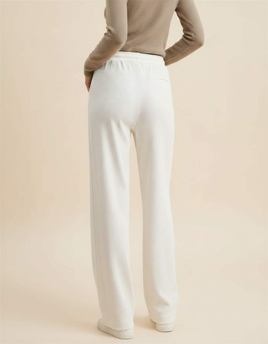 Pantalon Japonais Blanc Côtelé Ample Décontracté Cordon - Cordé - vue 2