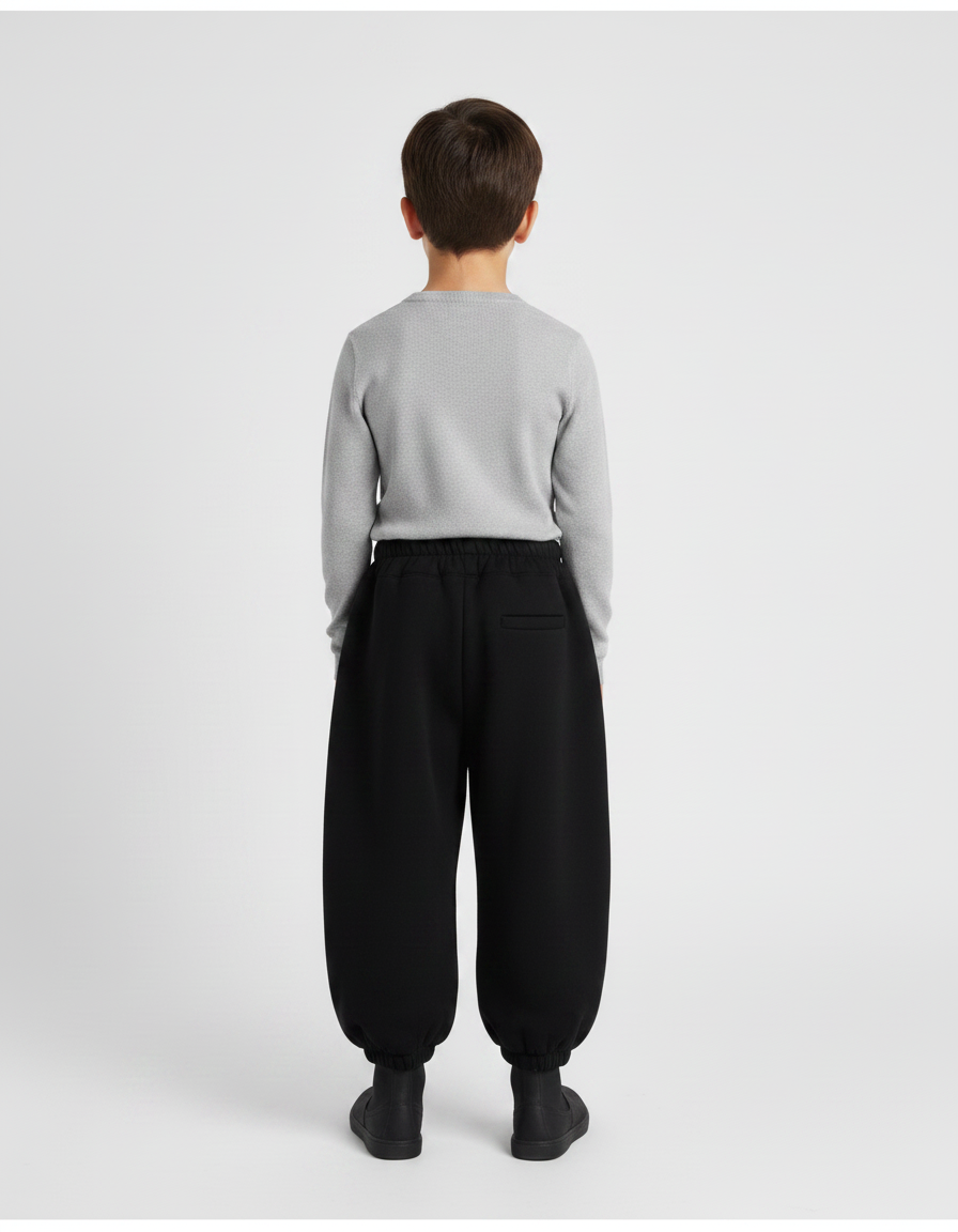 Pantalon Japonais Noir Ample Molleton Épais Enfant - vue 2
