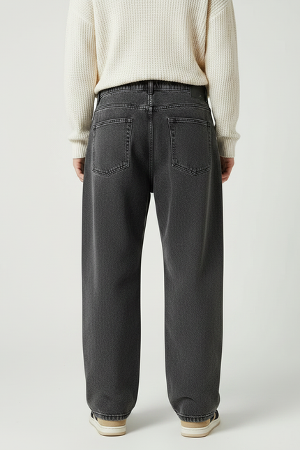 Pantalon Japonais Gris Anthracite Ample Cordon Décontracté - Jean - vue 2