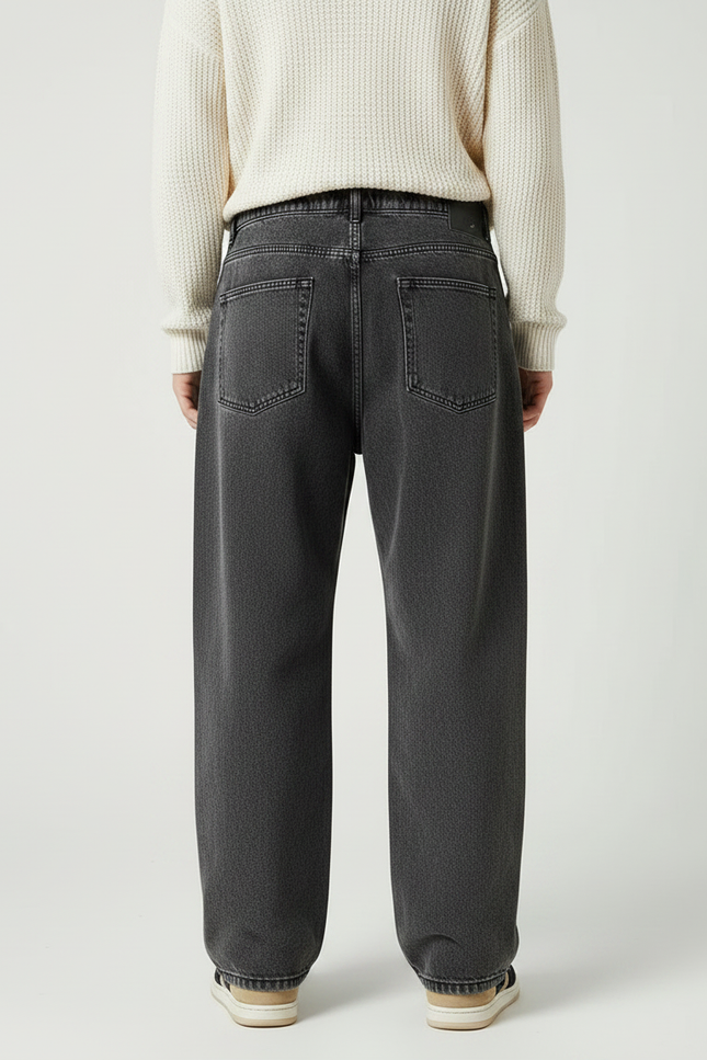 Pantalon Japonais Gris Anthracite Ample Cordon Décontracté - Jean - vue 2