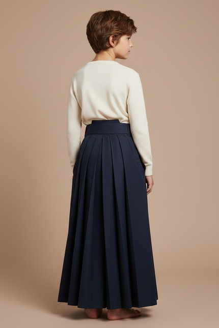 Pantalon Japonais Bleu Marine Plissé Ample Traditionnel - Gabardine - vue 2