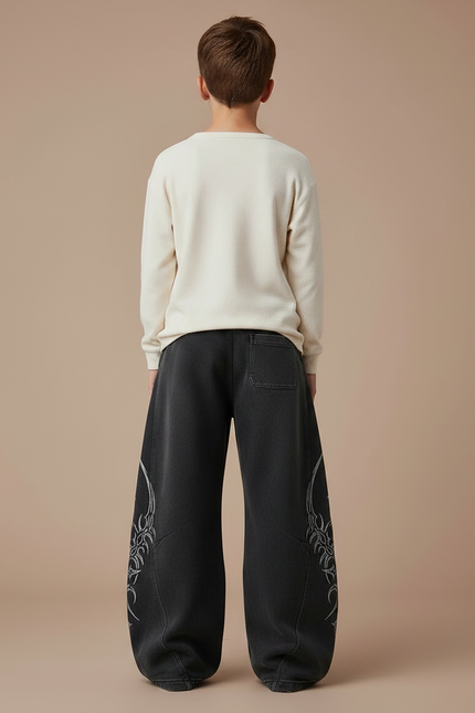 Pantalon Japonais Noir Ample Imprimé Tribal Garçon - Molleton - vue 2