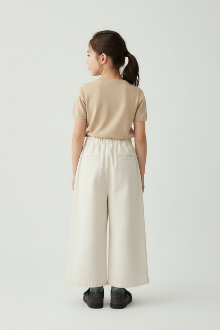 Pantalon Japonais Crème Ample Coton Enfants Uni - Beige - vue 2