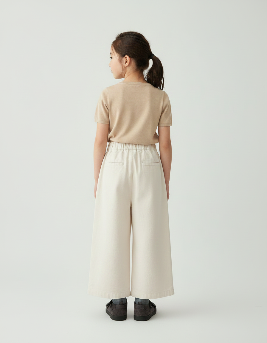 Pantalon Japonais Crème Ample Coton Enfants Uni - Beige - vue 2