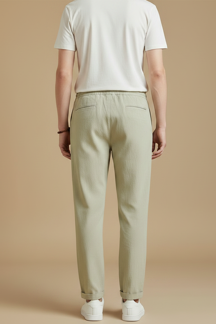 Pantalon Japonais Vert Kaki Ample Coton Lin Homme - vue 2