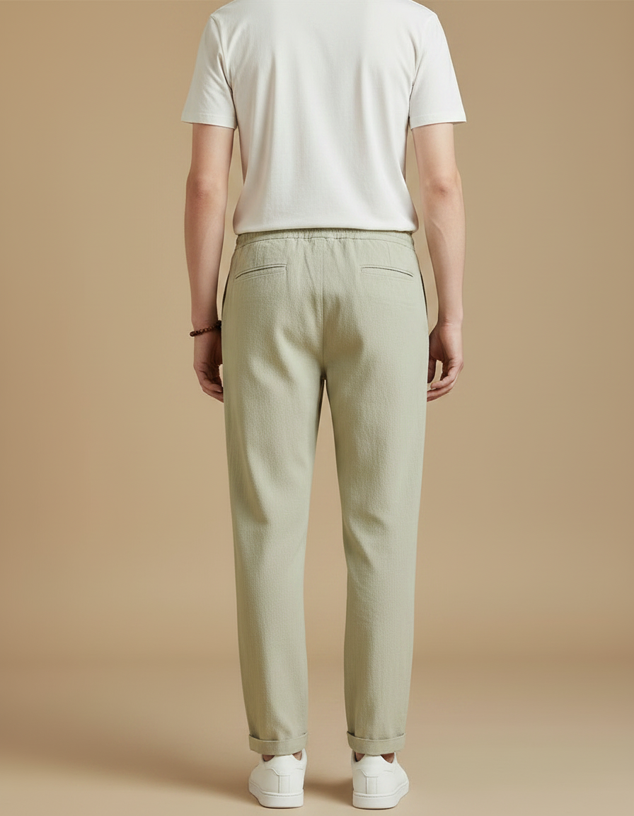 Pantalon Japonais Vert Kaki Ample Coton Lin Homme - vue 2