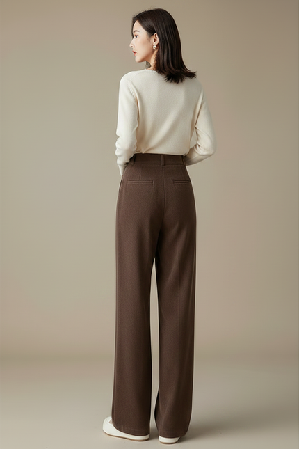 Pantalon Japonais Marron Velours Ample Plissé Élégant - Cordé - vue 2