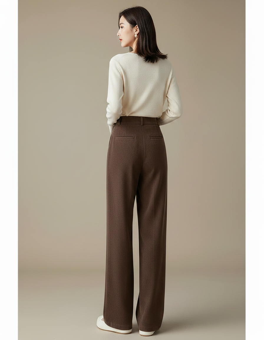 Pantalon Japonais Marron Velours Ample Plissé Élégant - Cordé - vue 2