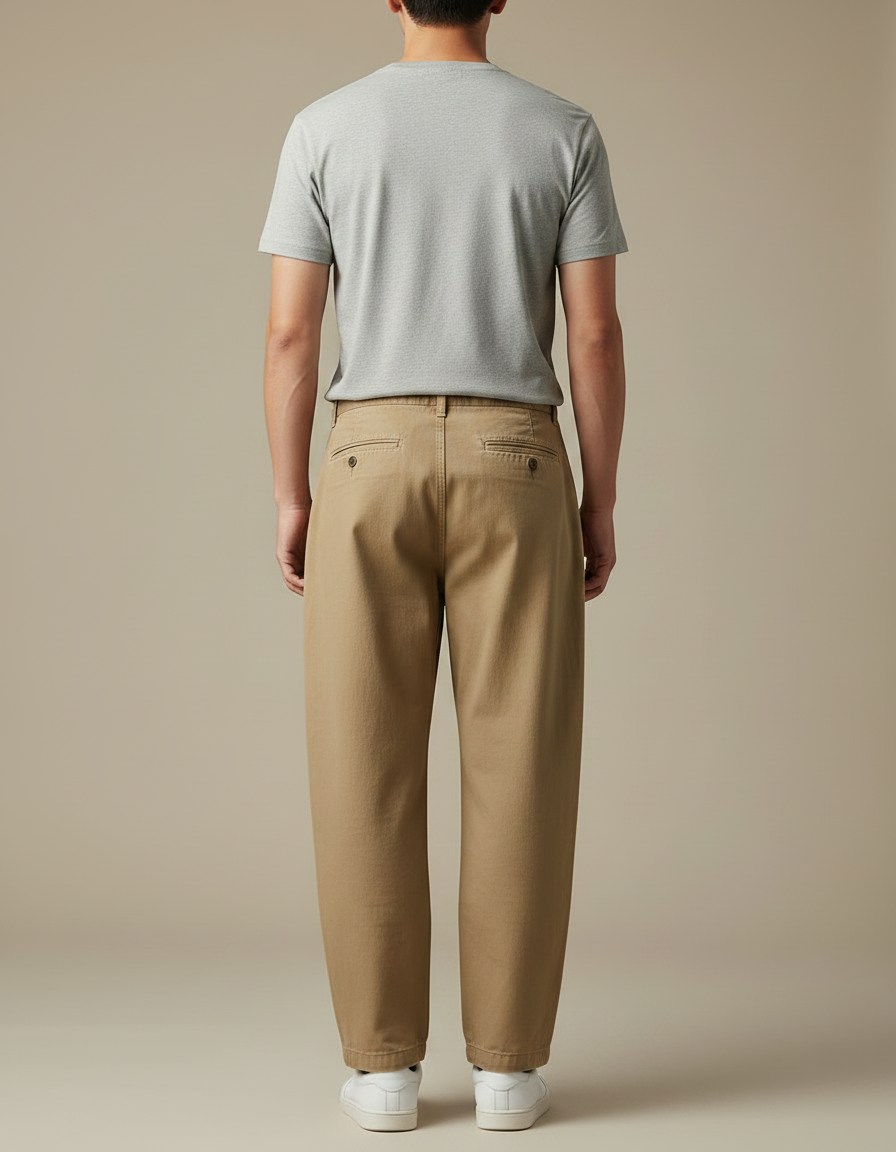 Pantalon Japonais Large Beige Coton Décontracté - vue 2