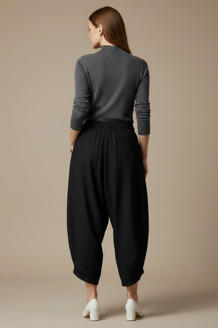 Pantalon Japonais Noir Ample Fluide Samouraï Épées - Polyester - vue 2