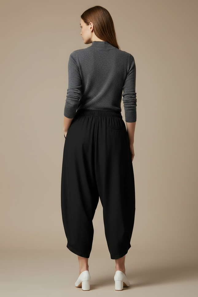 Pantalon Japonais Noir Ample Fluide Samouraï Épées - Polyester - vue 2