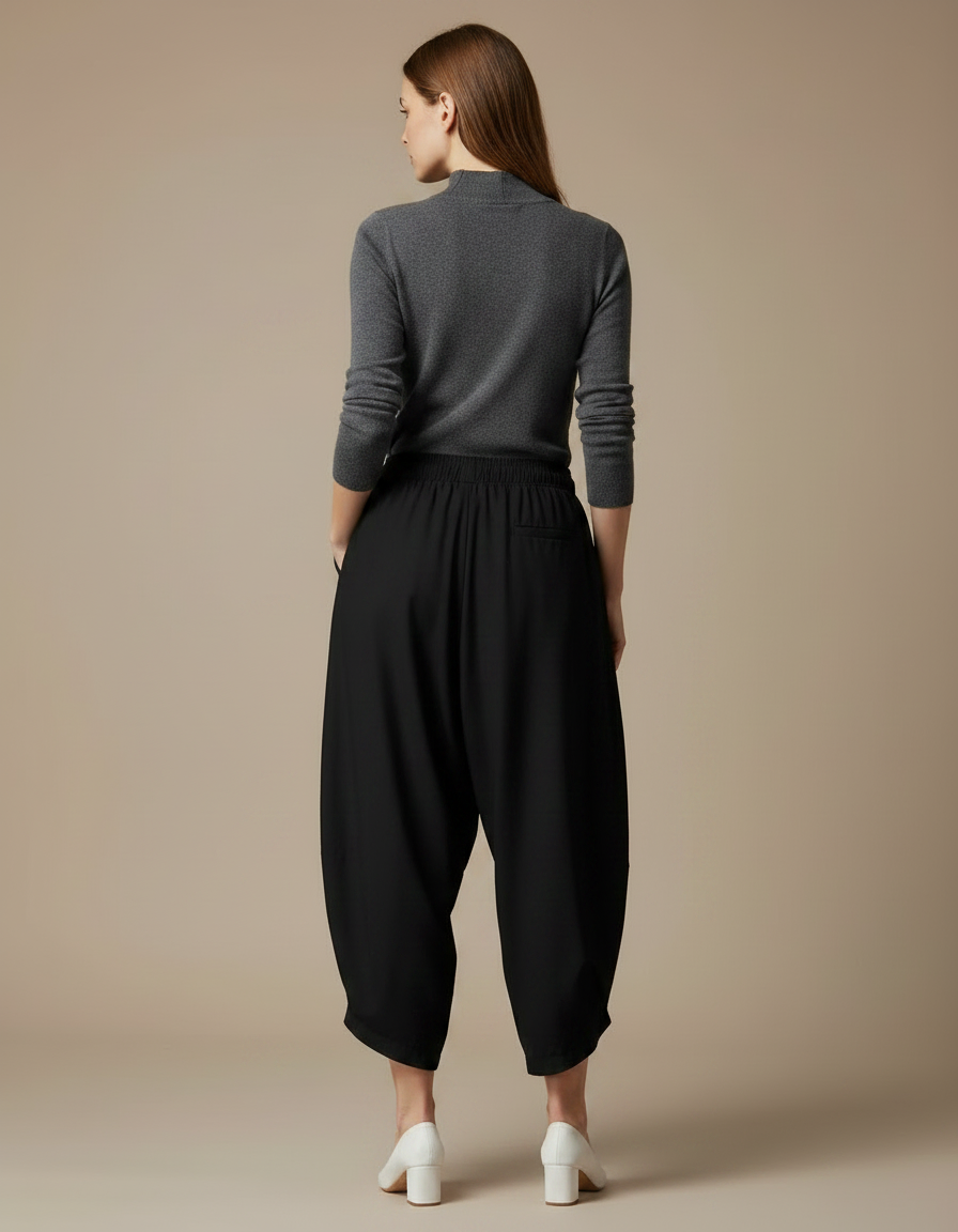 Pantalon Japonais Noir Ample Fluide Samouraï Épées - Polyester - vue 2
