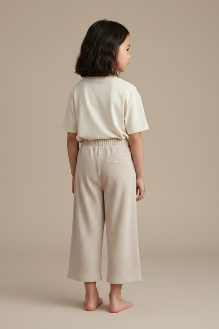 Pantalon Japonais Beige Côtelé Ample Confortable Enfant - Cordé - vue 2