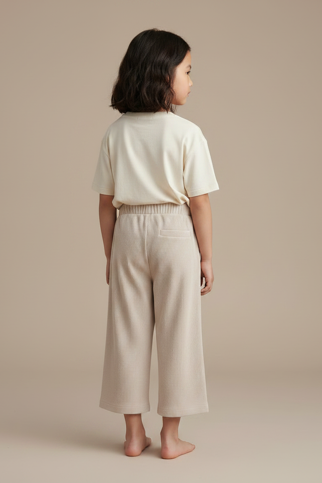 Pantalon Japonais Beige Côtelé Ample Confortable Enfant - Cordé - vue 2