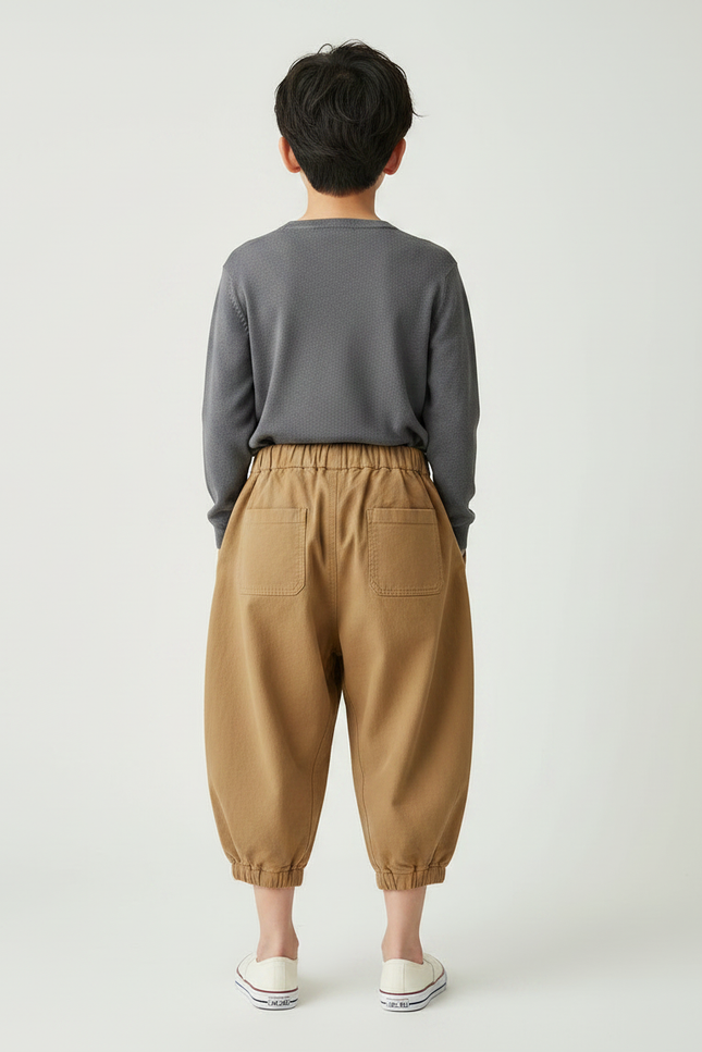 Pantalon Japonais Harem Ample Marron Enfant Coton - Camel - vue 2