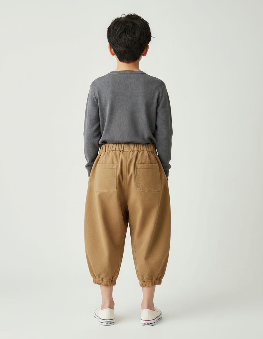 Pantalon Japonais Harem Ample Marron Enfant Coton - Camel - vue 2