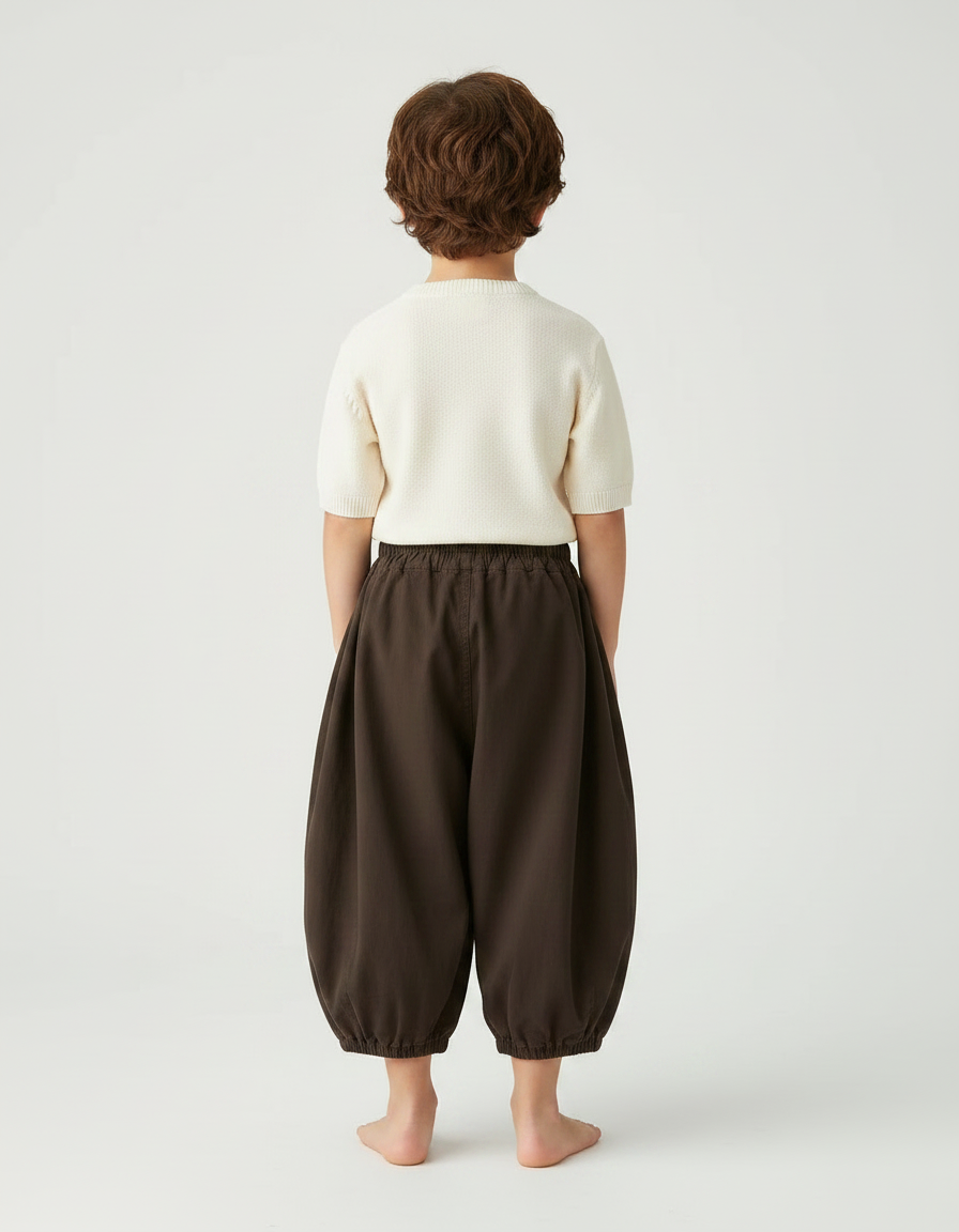 Pantalon Japonais Sarouel Enfant Marron Ample Coton - vue 2