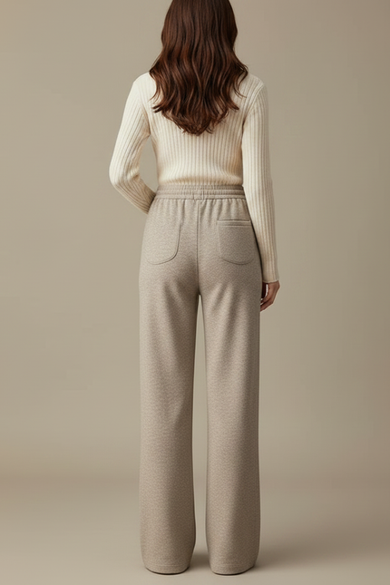Pantalon Japonais Beige Ample Cordon Décontracté - Molleton - vue 2
