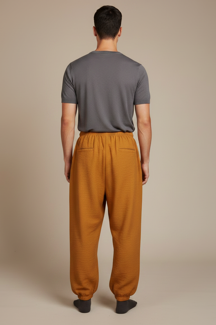 Pantalon Japonais Ample Coton Ocre Sarouel Confortable - Orange - vue 2