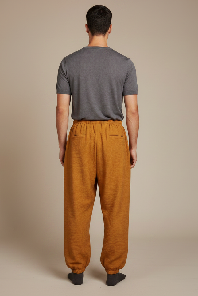 Pantalon Japonais Ample Coton Ocre Sarouel Confortable - Orange - vue 2