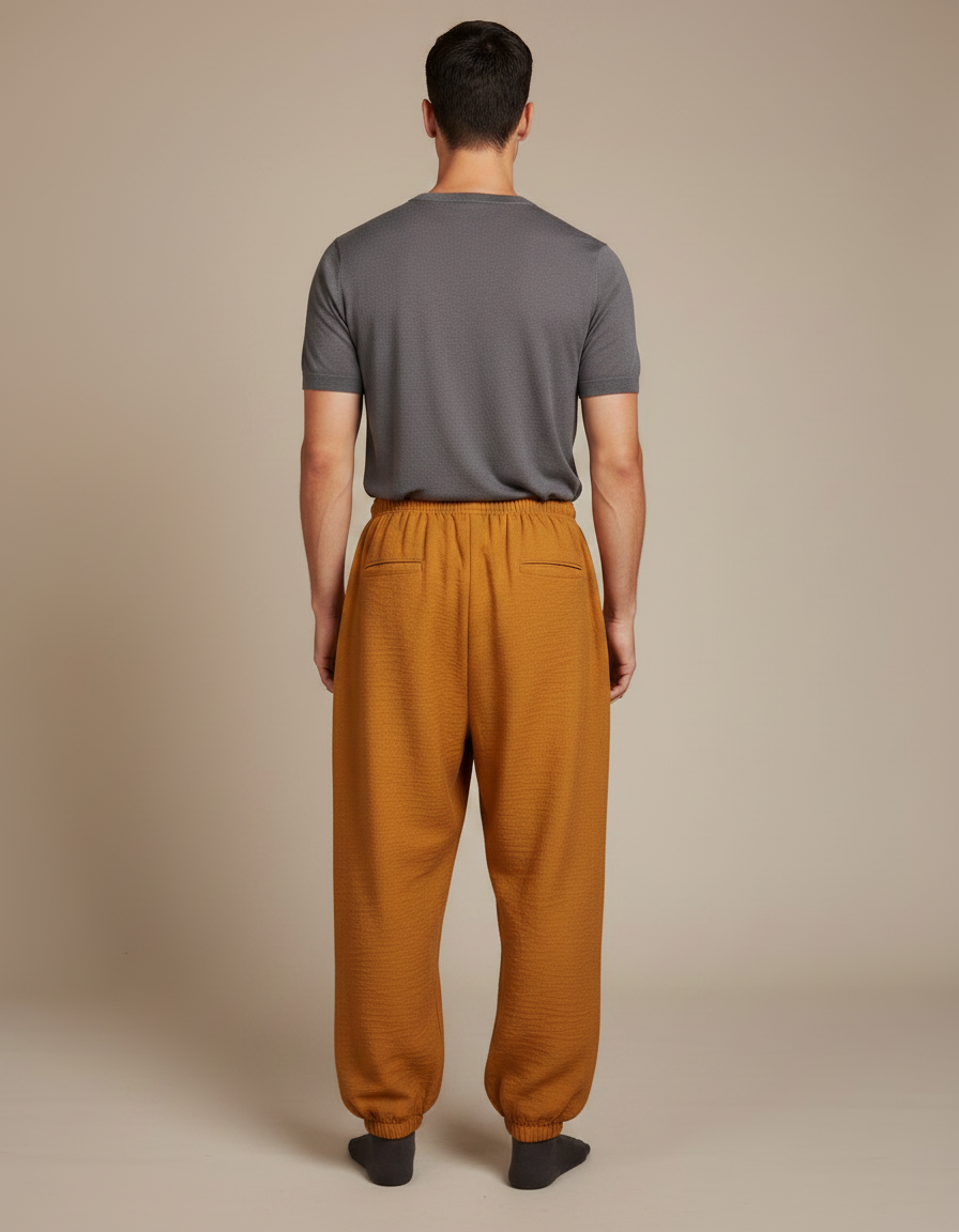 Pantalon Japonais Ample Coton Ocre Sarouel Confortable - Orange - vue 2