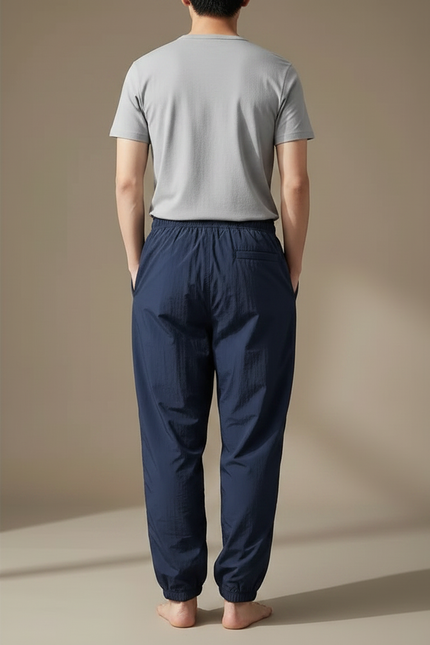 Pantalon Japonais Bleu Marine Fluide Léger Sportif Confortable - Polyester - vue 2