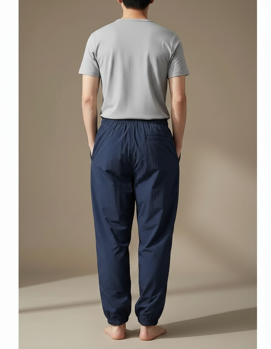Pantalon Japonais Bleu Marine Fluide Léger Sportif Confortable - Polyester - vue 2