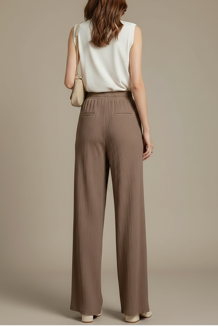 Pantalon Japonais Marron Plissé Ample Fluide Décontracté - Maille - vue 2