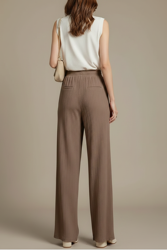 Pantalon Japonais Marron Plissé Ample Fluide Décontracté - Maille - vue 2