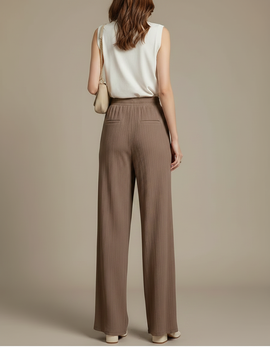 Pantalon Japonais Marron Plissé Ample Fluide Décontracté - Maille - vue 2