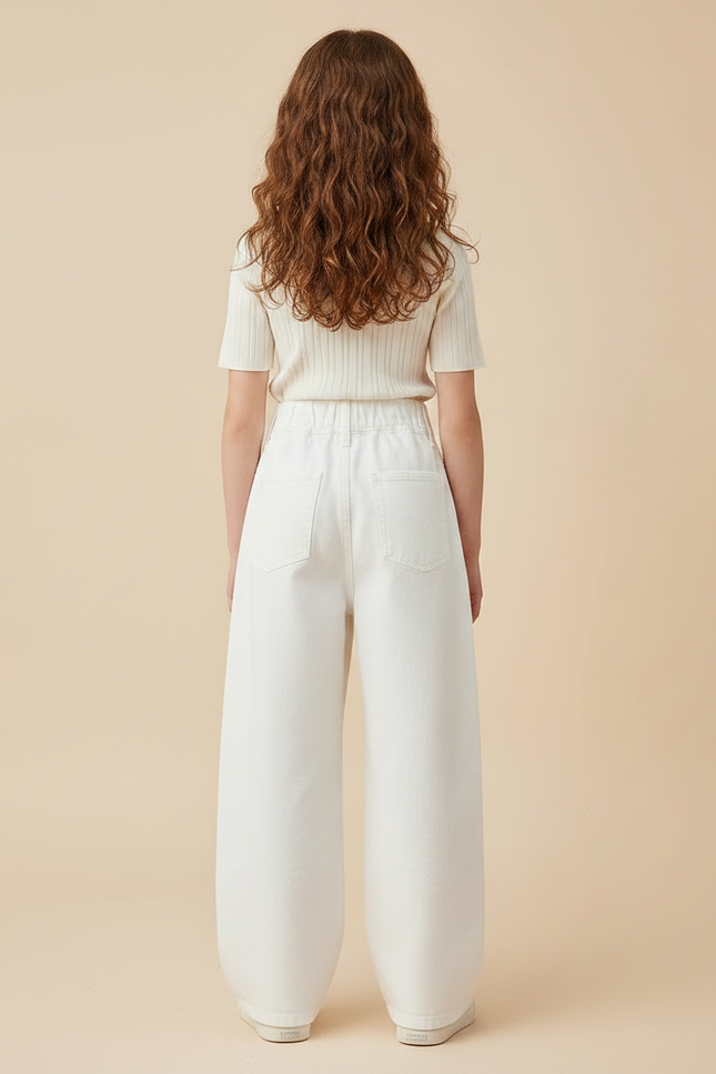 Pantalon Japonais Blanc Cassé Ample Décontracté Coton - Jean - vue 2