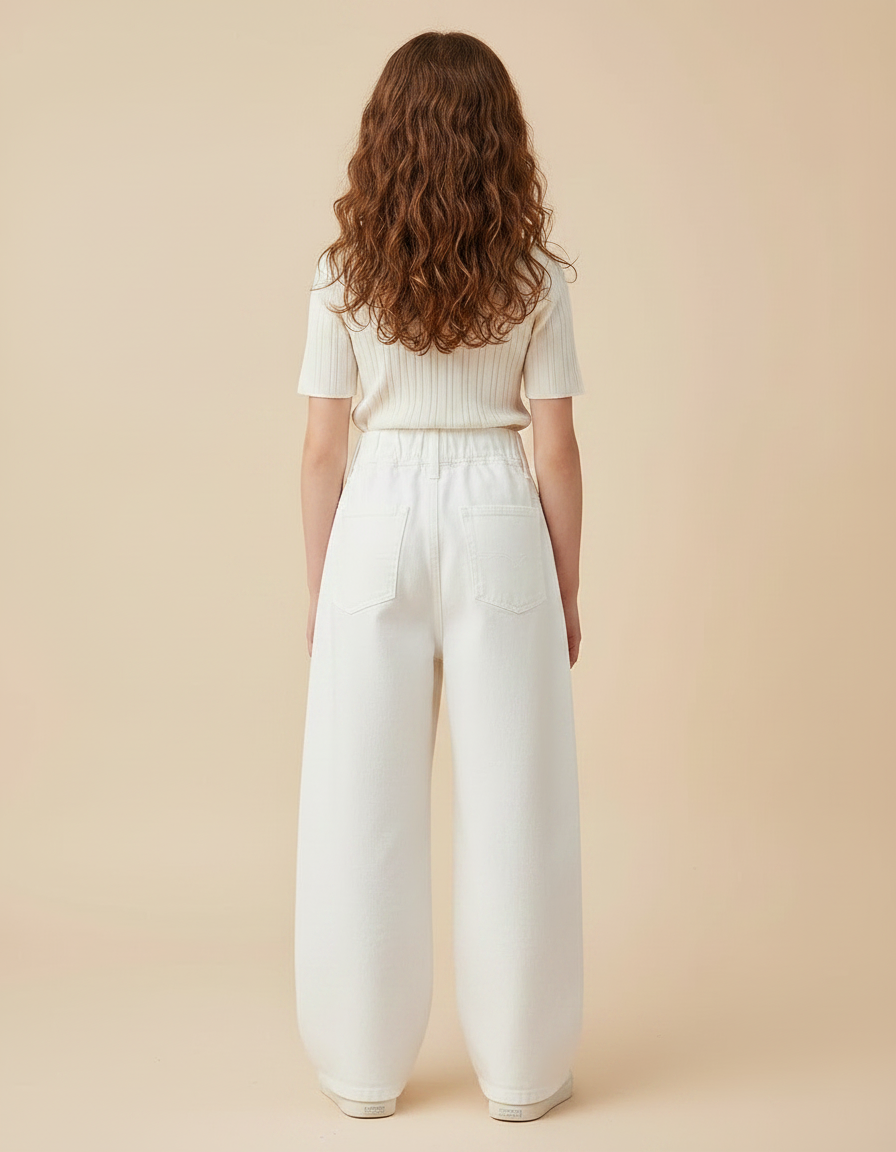 Pantalon Japonais Blanc Cassé Ample Décontracté Coton - Jean - vue 2