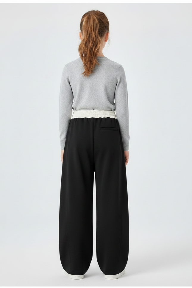 Pantalon Japonais Noir Ample Taille Haute Fille - Molleton - vue 2